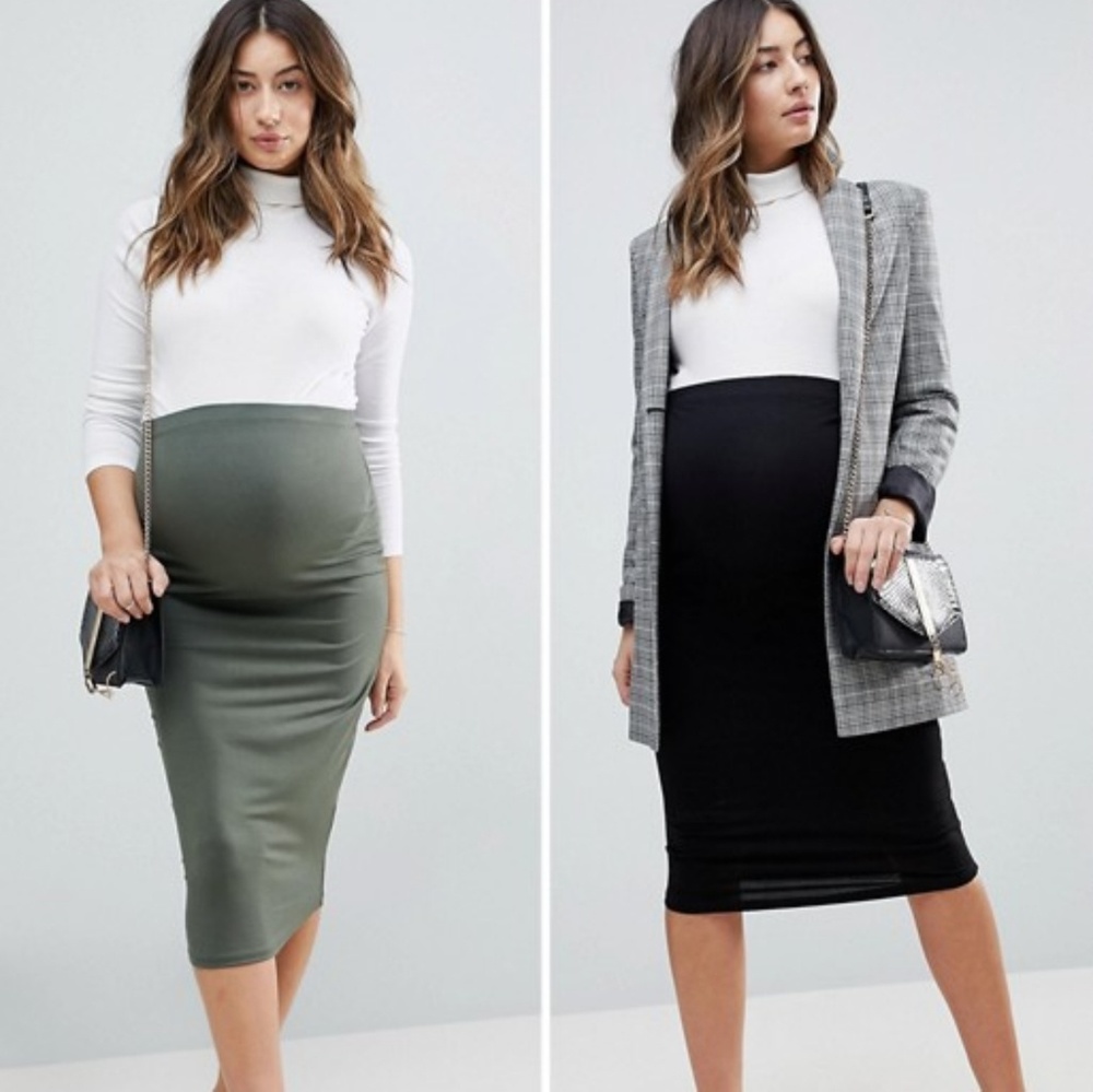 Maternity over the bump midi skirt